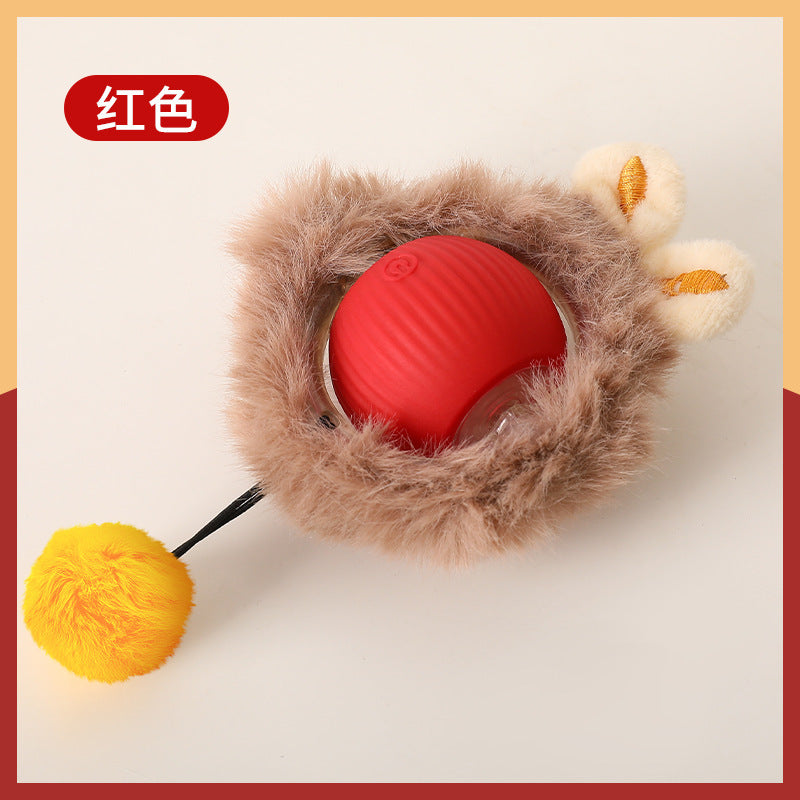Fluffy Smart Teaser Ball with Rope – The Ultimate Self-Entertainment Toy for Cats