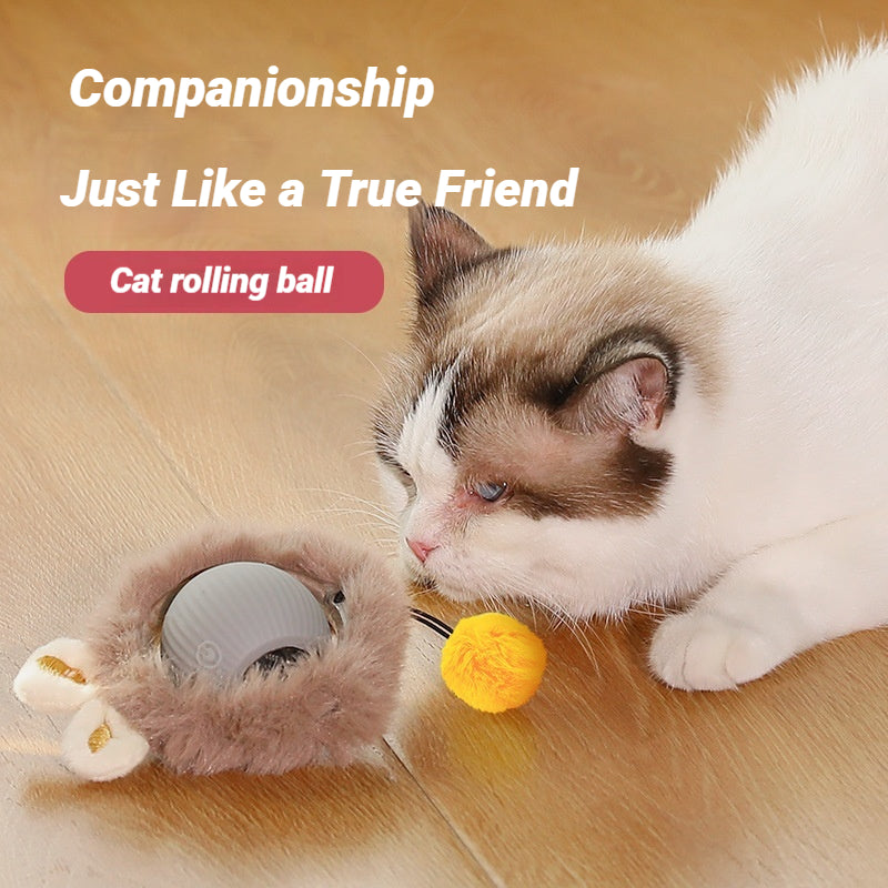 Fluffy Smart Teaser Ball with Rope – The Ultimate Self-Entertainment Toy for Cats