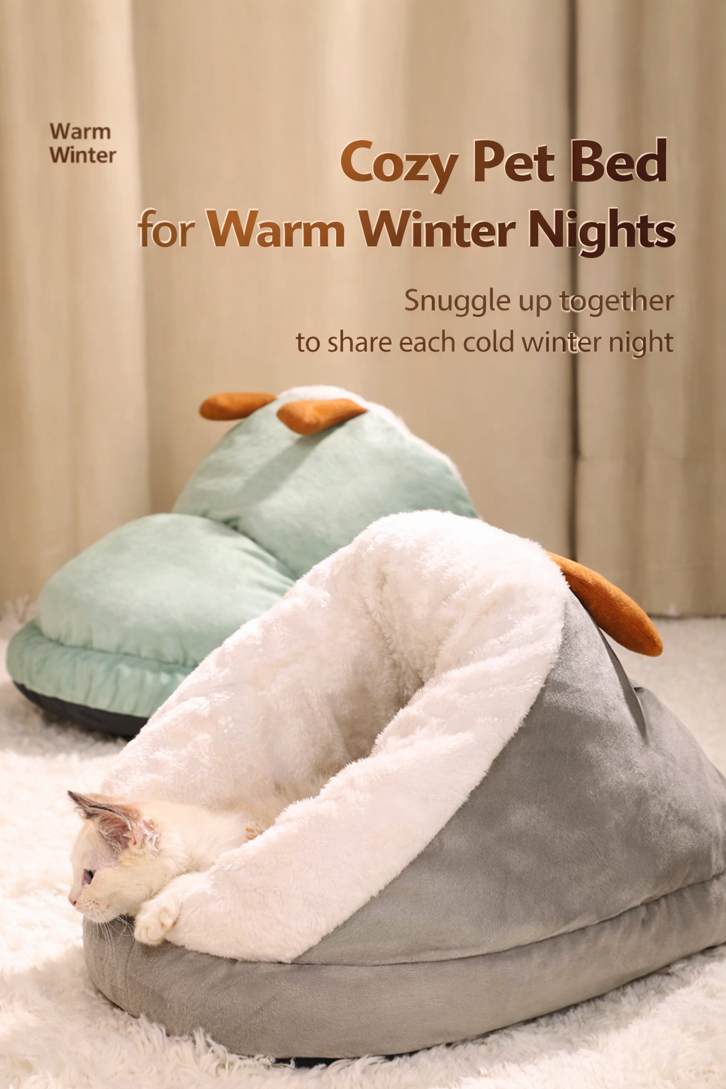 Soft & Cute Slipper Bed - Let your pet disappear into cloud-like, fleece-lined warmth all winter long