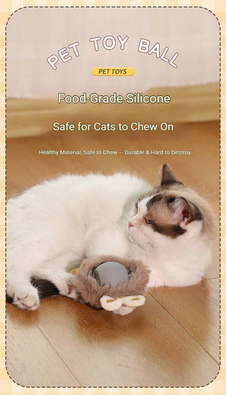 Fluffy Smart Teaser Ball with Rope – The Ultimate Self-Entertainment Toy for Cats