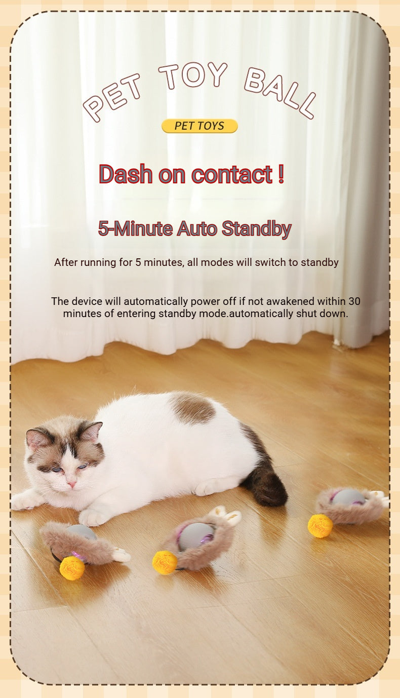 Fluffy Smart Teaser Ball with Rope – The Ultimate Self-Entertainment Toy for Cats