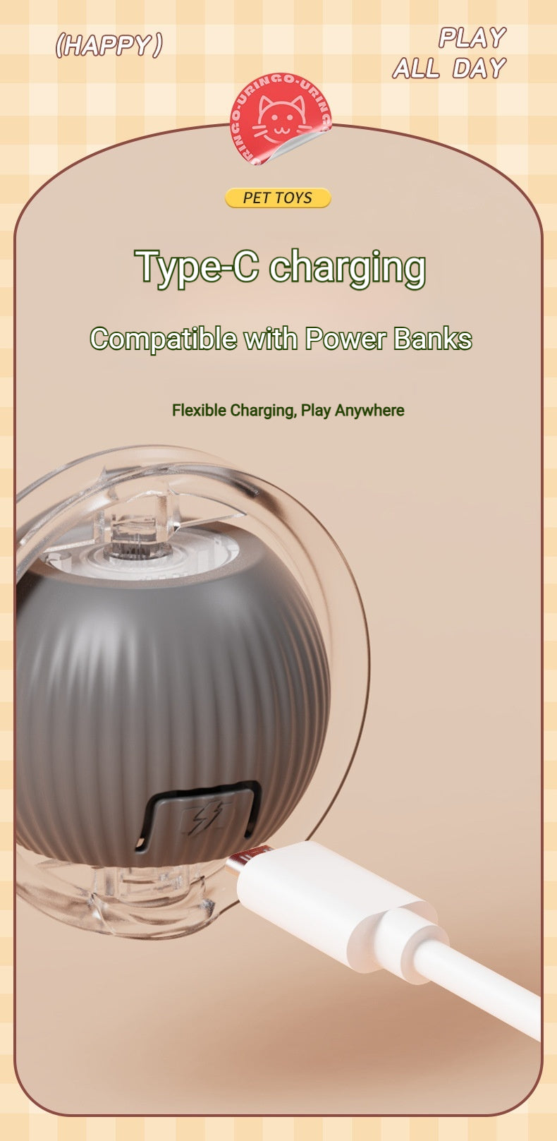 Fluffy Smart Teaser Ball with Rope – The Ultimate Self-Entertainment Toy for Cats