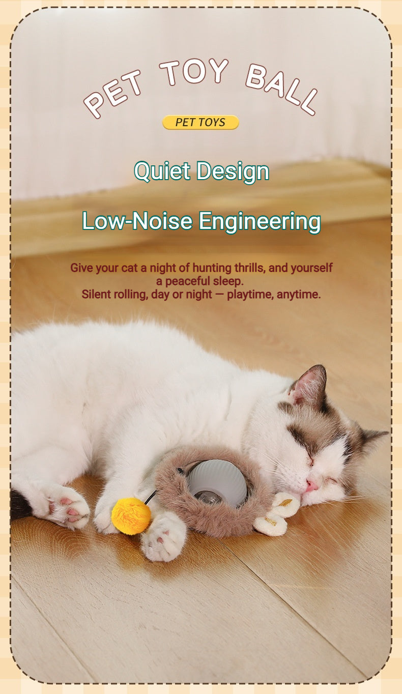 Fluffy Smart Teaser Ball with Rope – The Ultimate Self-Entertainment Toy for Cats