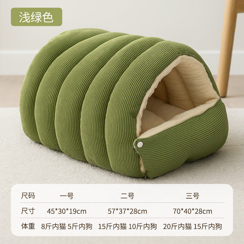 Cozy Winter Cat House - Semi-Enclosed Warm Pet Bed with Removable & Washable Cover