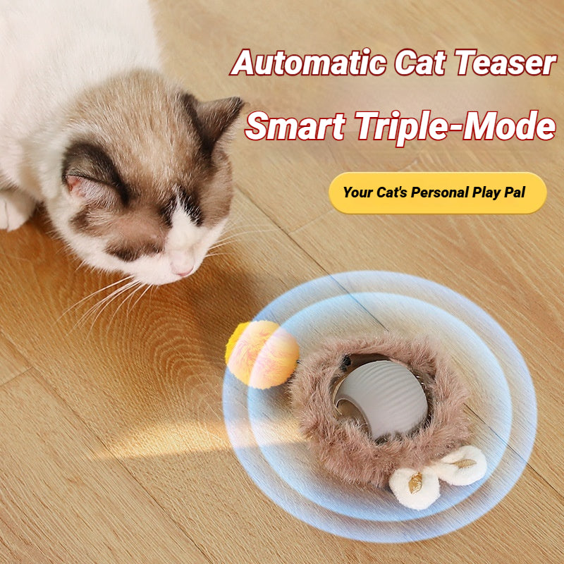 Fluffy Smart Teaser Ball with Rope – The Ultimate Self-Entertainment Toy for Cats