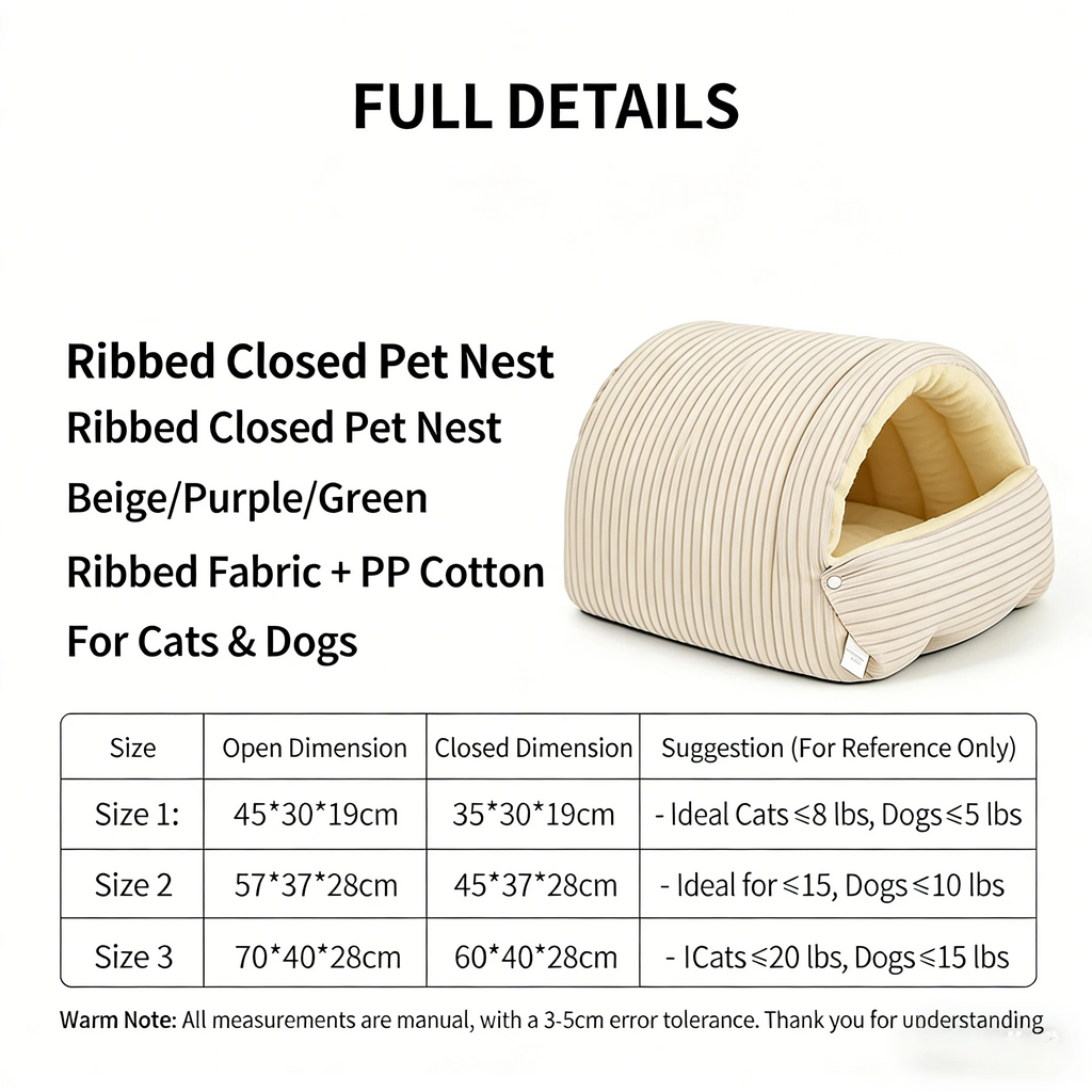 Cozy Winter Cat House - Semi-Enclosed Warm Pet Bed with Removable & Washable Cover