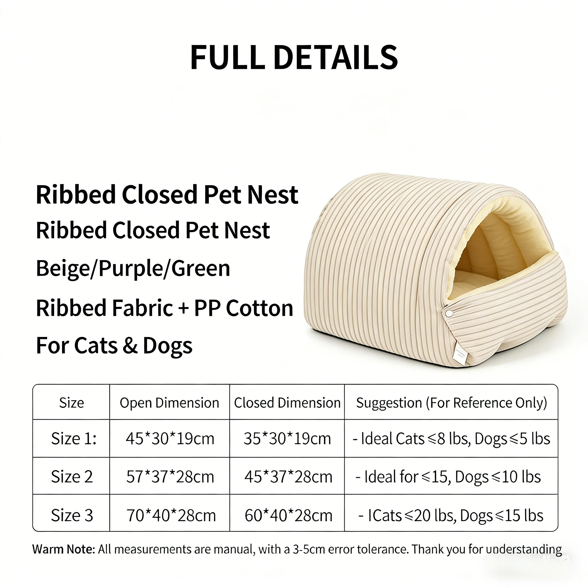 Cozy Winter Cat House - Semi-Enclosed Warm Pet Bed with Removable & Washable Cover