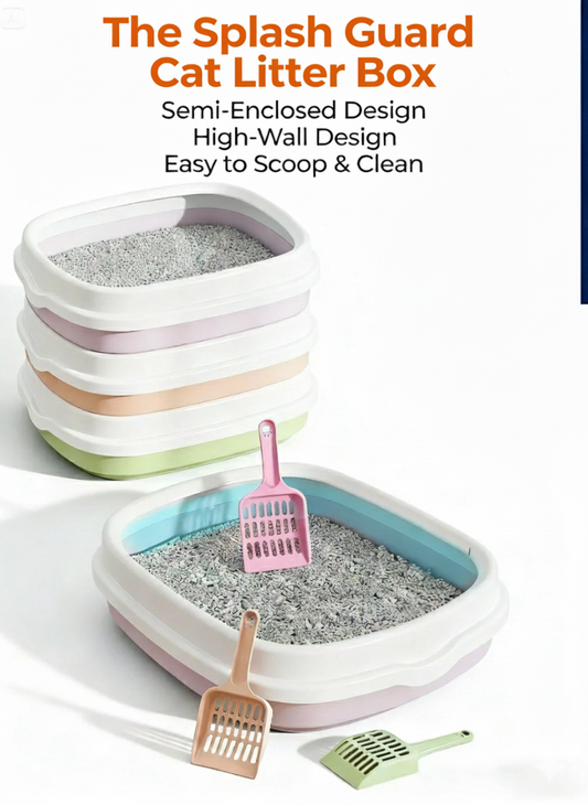 The SpaciousGuard Semi-Enclosed Litter Box - Extra Large Size | Splash-Reducing Design