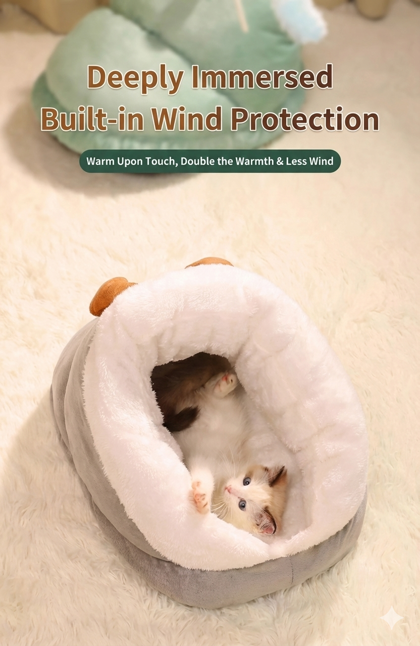 Soft & Cute Slipper Bed - Let your pet disappear into cloud-like, fleece-lined warmth all winter long