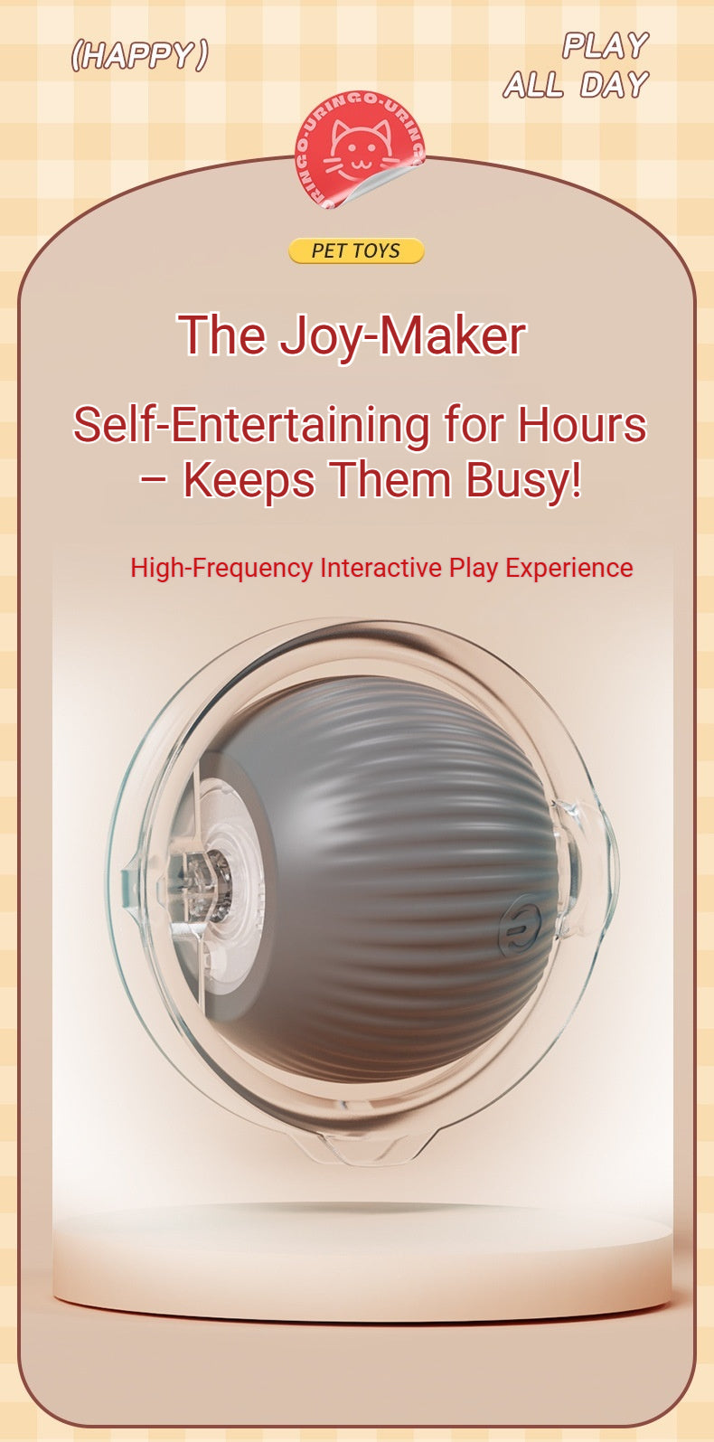 Fluffy Smart Teaser Ball with Rope – The Ultimate Self-Entertainment Toy for Cats