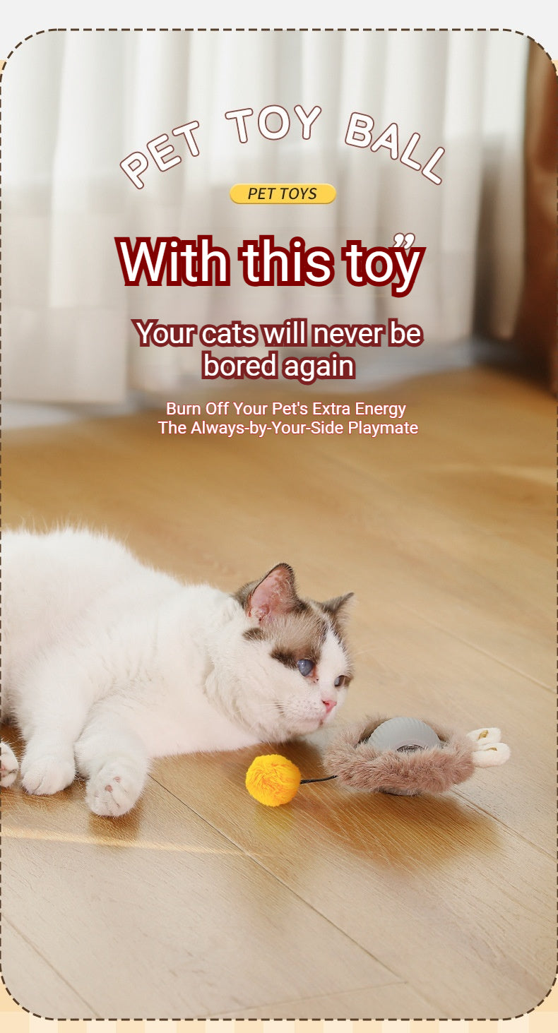 Fluffy Smart Teaser Ball with Rope – The Ultimate Self-Entertainment Toy for Cats