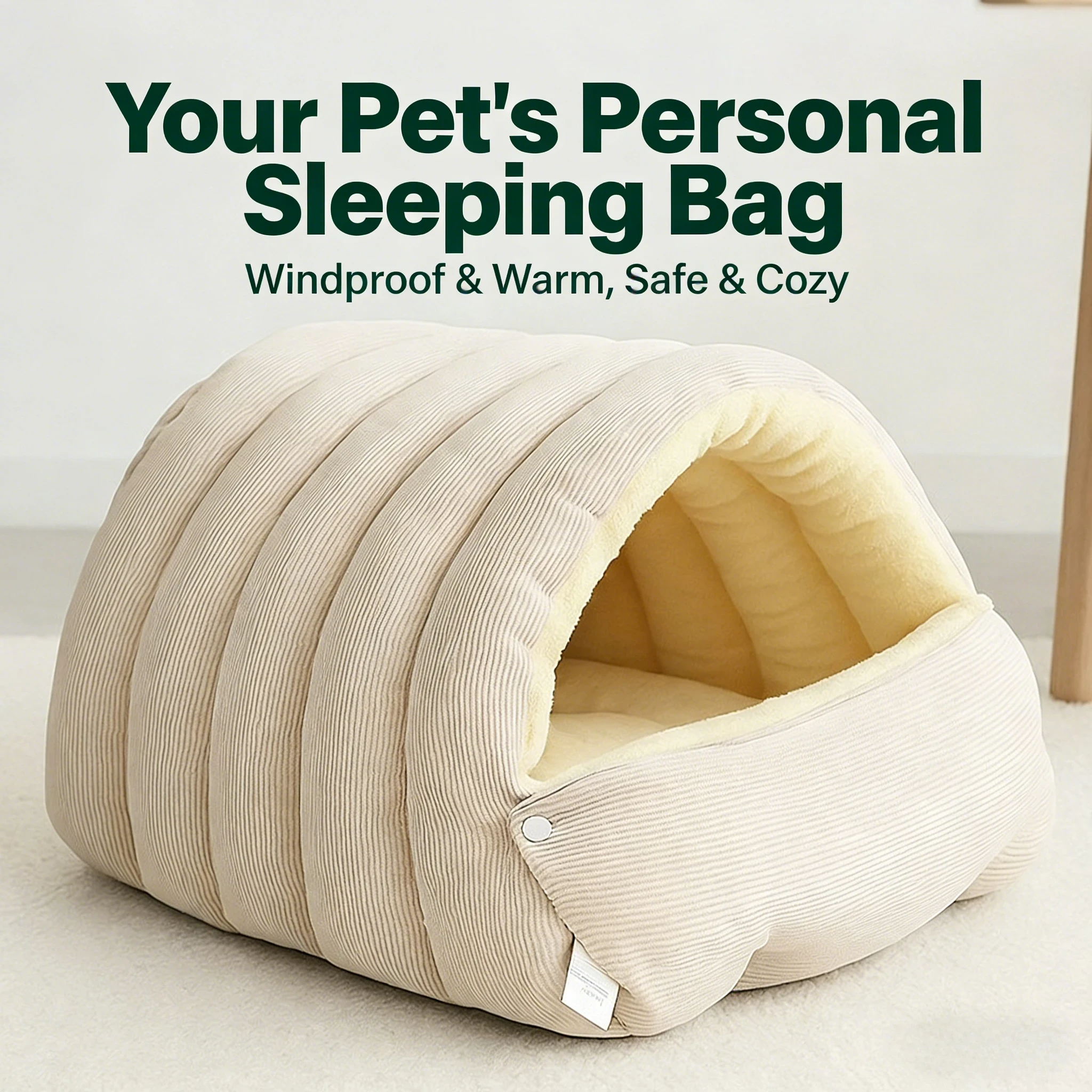 Cozy Winter Cat House - Semi-Enclosed Warm Pet Bed with Removable & Washable Cover